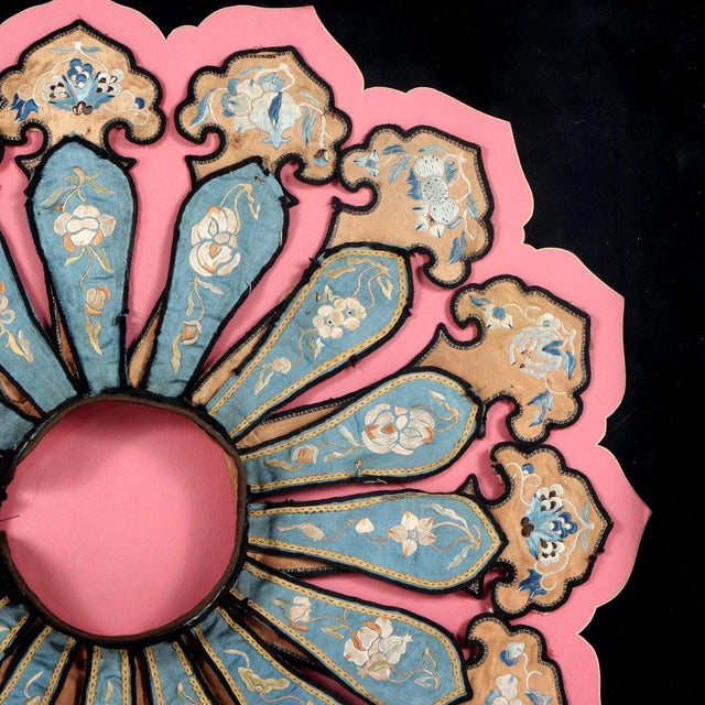 Framed Antique Chinese Embroidered Silk Collar Qing Dynasty Textile Art For Sale In Atlanta - Image 6 of 12