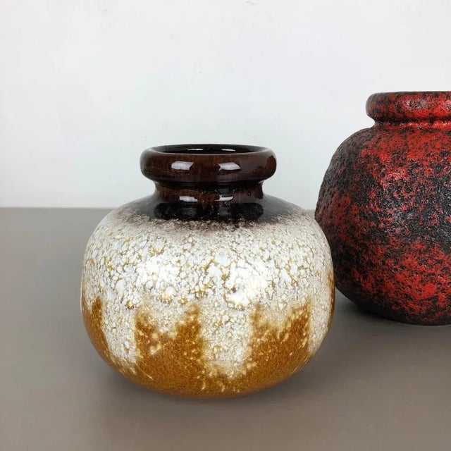 Multi-Colored Fat Lava Ceramic Vases from Scheurich, Germany, 1970s, Set of 3 For Sale - Image 4 of 18