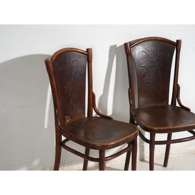 Antique set of 2 bentwood thonet chairs, central european furniture from the vienna secession originating from central...