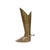 Antique brass umbrella stand crafted in the form of a traditional riding boot, stamped Made in England at the base. The...