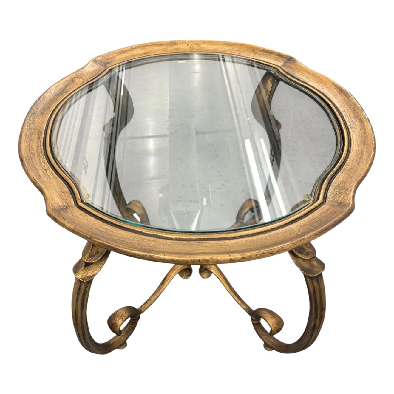 Lane Attributed Gold Rococo Style Round Side Table | Chairish