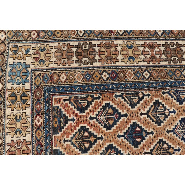 Antique Caucasian Shirvan Rug With Geometric Lattice Tribal Design Pattern For Sale In Atlanta - Image 6 of 14
