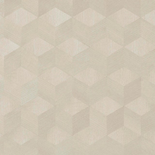 Sample - Schumacher Chevron Inlay Wallpaper in Blond For Sale
