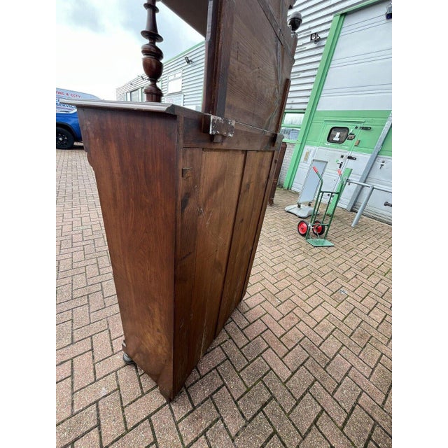 Antique Walnut Bookcase / Cupboard with Fitted Shelves & Drawer For Sale - Image 11 of 15