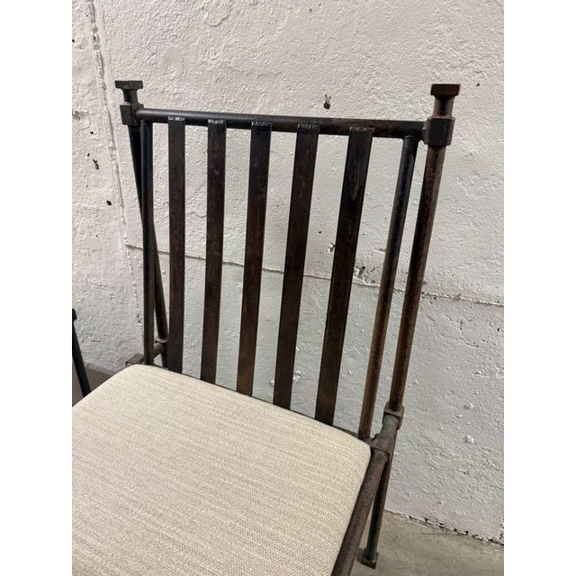 French Pair Antique Iron Chairs With Holly Hunt Upholstery For Sale - Image 3 of 10
