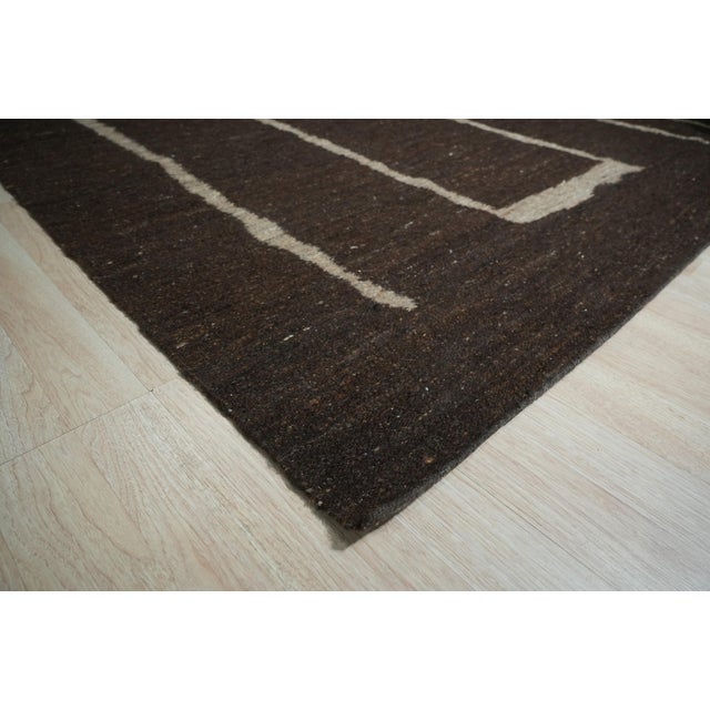 Contemporary 6x9 Talia Delicate Brown Kilim Minimalist Geometric Flatweave Wool Carpet Rug For Sale - Image 3 of 10
