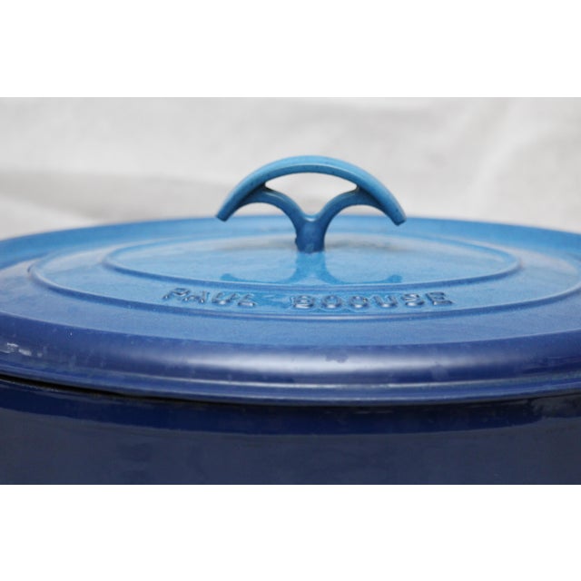 Contemporary Blue Cast Iron Enamelled Casserole by Paul Bocuse, 2000s For Sale - Image 3 of 18