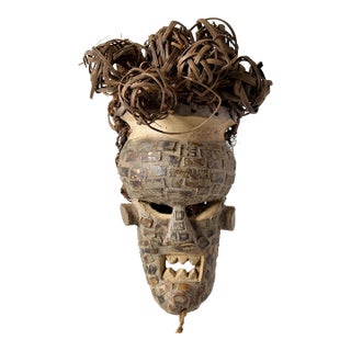 Early 20th Century Salampasu Metal Sheeting Mask with Jagged Teeth For Sale