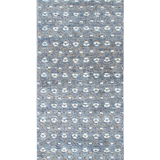 Early 21st Century Keivan Woven Arts Modern Design Runner in Blue and Brown Tones 2'7 X 10 For Sale - Image 5 of 13
