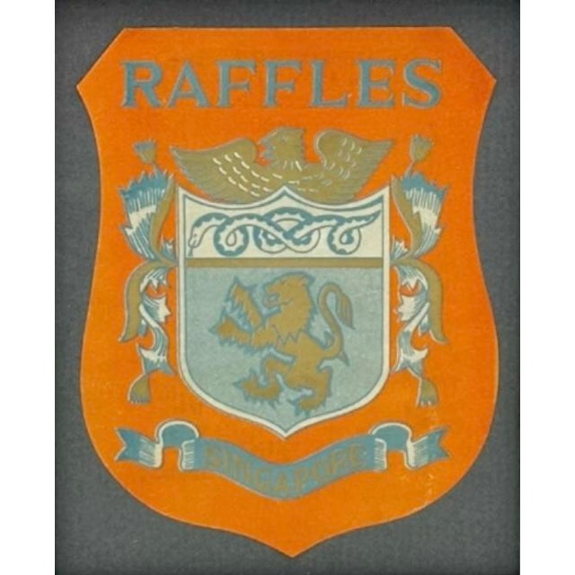 Vintage Raffles Hotel Singapore Framed Luggage Label Travel Wall Art For Sale - Image 11 of 12