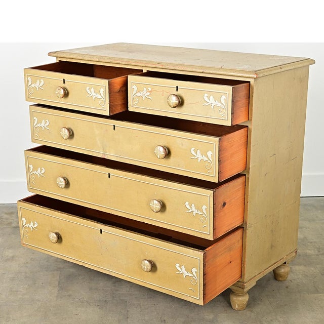 Wood English 19th Century Painted Chest of Drawers For Sale - Image 7 of 11