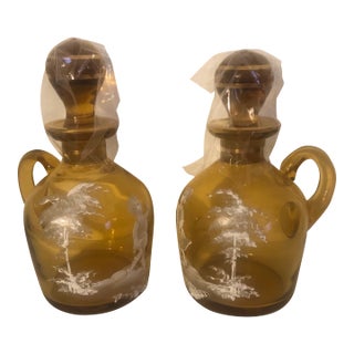 Antique Amber Glass Cruet Set Mary Gregory For Sale