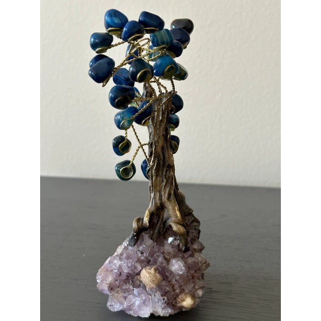 1970s Vintage Amethyst and Lapis Miniature Tree Sculpture For Sale - Image 5 of 8