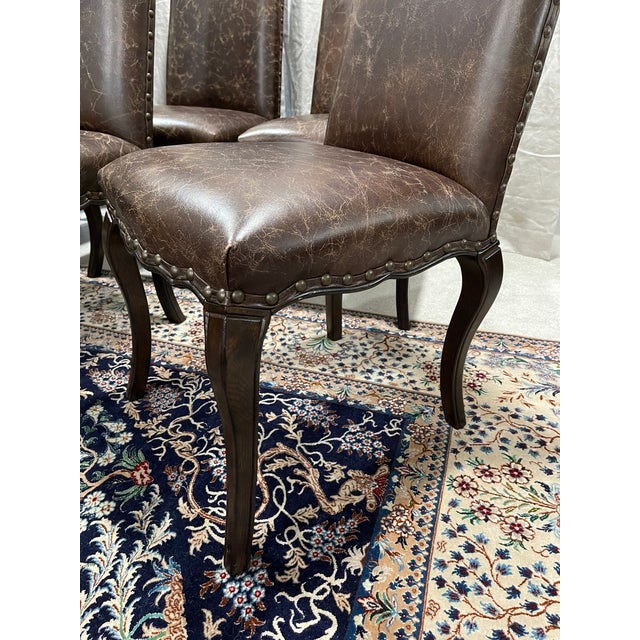 Pottery Barn Calais Distressed Leather Dining Chairs Set of 8 Chairish