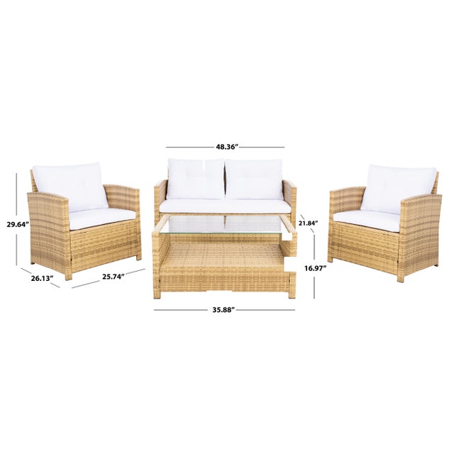 Contemporary Vellor 4-Piece Living Set, Natural/White Cushion For Sale - Image 3 of 9