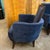 Mid Century Modern Plush Navy Cushion and Wood Arm Chair For Sale - Image 4 of 10