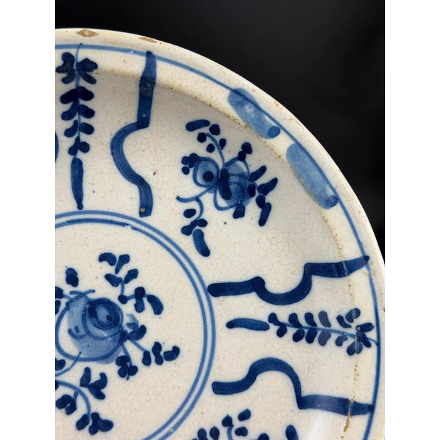 Antique Catalan Blue and White Faience Plate, 1800s For Sale - Image 5 of 9