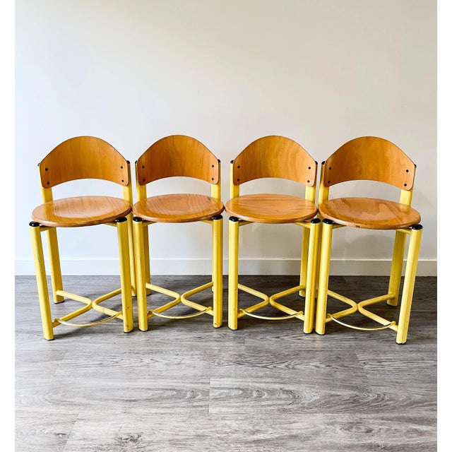 Yellow School High Chair in the style of Jean Prouvé For Sale - Image 8 of 9