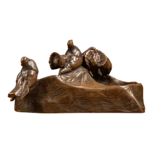 Early 20th Century Gornik Bronze Sculptural Inkwell; Stamped and Signed
