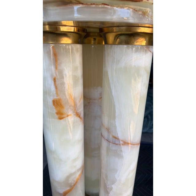 Mid-Century Modern Onyx Tripple Cylinder Base Side Tables Stand Pedestal Tables For Sale - Image 9 of 17