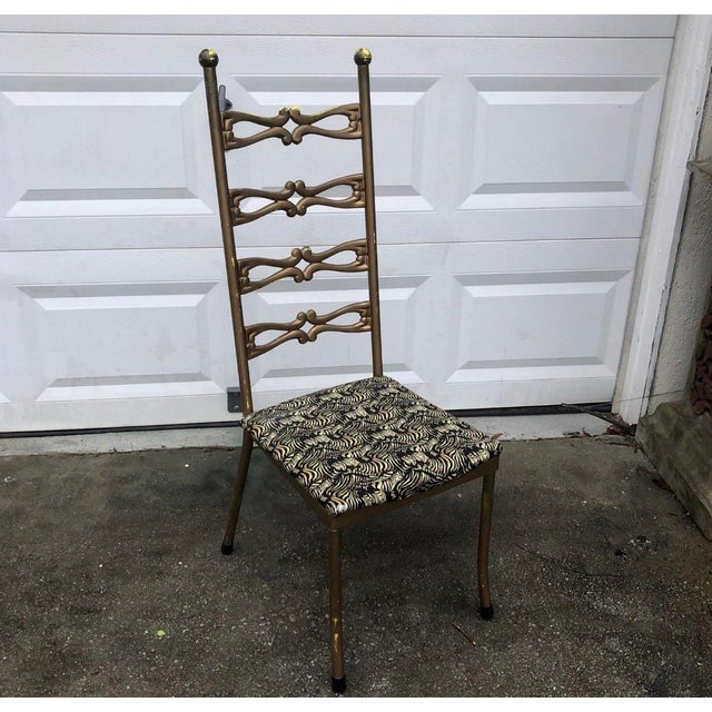 1970s Pair of Italian Gilded Gold Chairs With Zebra Print Cushions For Sale In Atlanta - Image 6 of 11