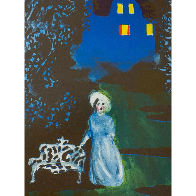 Mid-Century Modern Peter Dahl, Lady at Night, Color Lithograph on Paper, Framed For Sale - Image 3 of 9