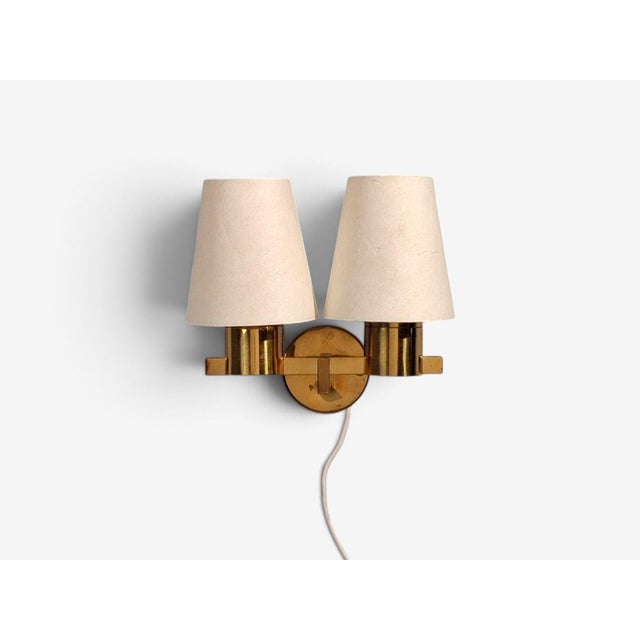 Hans-Agne Jakobsson, Double Arm Wall Sconce, Brass, Sweden, 1960s For Sale In New York - Image 6 of 11