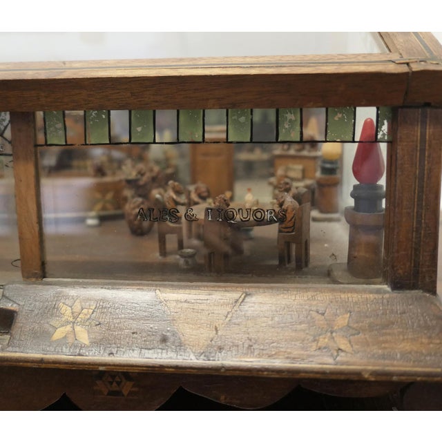 Glass Early 20th Century American Prisoner Art Diorama Monkey Saloon Bar, 1890s For Sale - Image 7 of 12