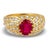 Contemporary Mid 20th Century French Gia 1.00 Carat Burma Ruby Diamond 18k Yellow Gold Ring, Size 6.25 For Sale - Image 3 of 7