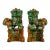 Rare Mid-Century Modern Chinese Ceremic Food Dogs in Vibrant Sancai-Style Green & Amber Drip Glaze For Sale