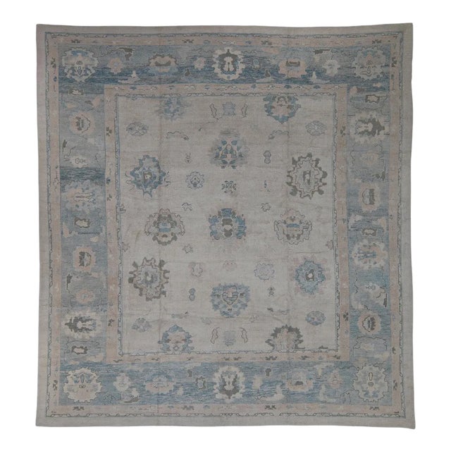 Turkish Oushak Rug 12'10" x 13'7" For Sale
