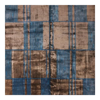 Rug & Kilim's Mid Century Modern Geometric Brown and Blue Wool and Silk Custom Rug, 10x14 For Sale