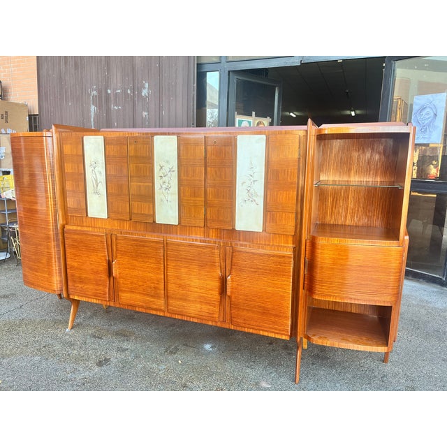 1950s Monumental Wooden Cabinet with Parchment Panels attributed to Gio Ponti, 1950s For Sale - Image 5 of 12