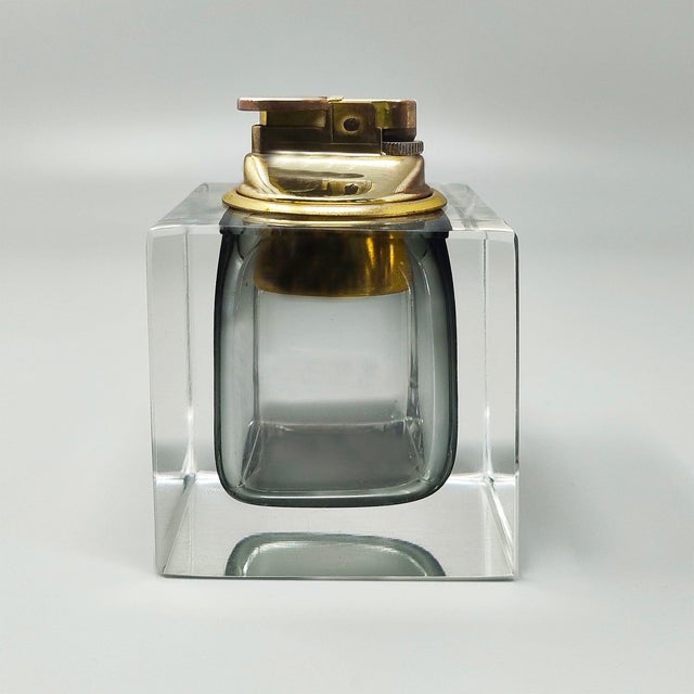 Glass Table Lighter in Grey Sommerso Murano Glass by Flavio Poli for Seguso, 1960s For Sale - Image 7 of 7