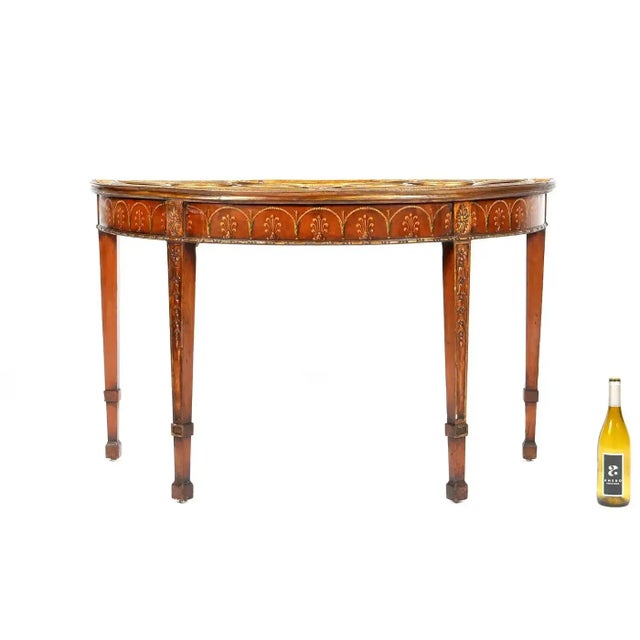 Neoclassical Late 18th Century Adam Painted and Gilt Satinwood Demilune Console Table For Sale - Image 3 of 8