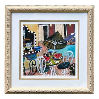 Late 20th Century Signed & Numbered Surrealist Lithograph 'Lunch on the Patio” Framed Print For Sale