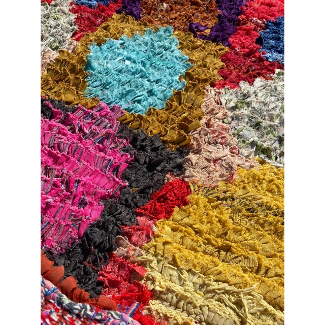 1980s Vintage Red Recycled Fabric Moroccan Berber Rug For Sale - Image 9 of 9