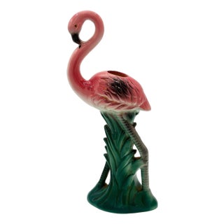 1986 Ceramic Flamingo Tropical 495 Flower Table Vase by Sarsaprilla Studio For Sale