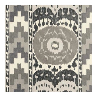 Sample, Schumacher Samarkand Ikat Ii Fabric in Charcoal For Sale