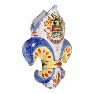 19th Century French Faience Fleur De Lis Wall Pocket For Sale