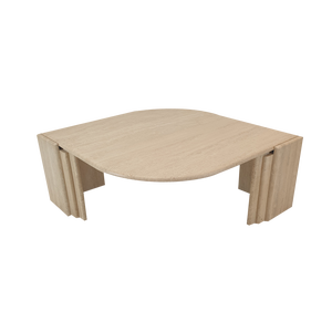 Italian Oval Coffee Table in Travertine, 1980s