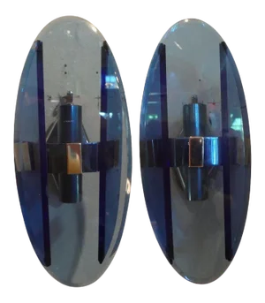 1960's Italian Fontana Arte Style Blue Glass Sconces-Pair