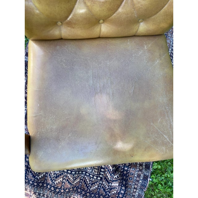 Vintage Executive Tufted Leather Swivel Office Desk Chair For Sale - Image 9 of 13