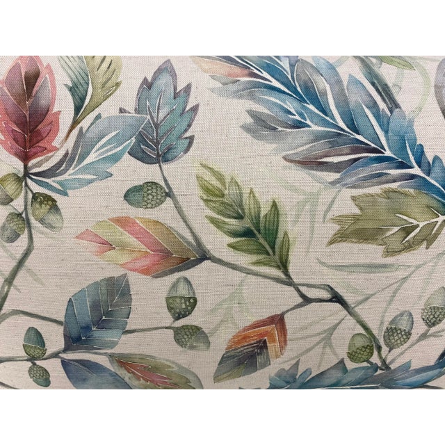 Pair of Large Bolster Pillows With a Lush Tropical Leaf & Acorn Pattern - Made in Uk For Sale - Image 4 of 12