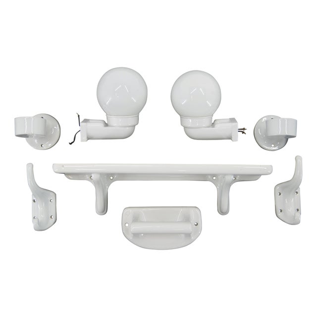 Art Deco Bathroom Set by Ditmar Urbach, 1920s, Set of 8 For Sale