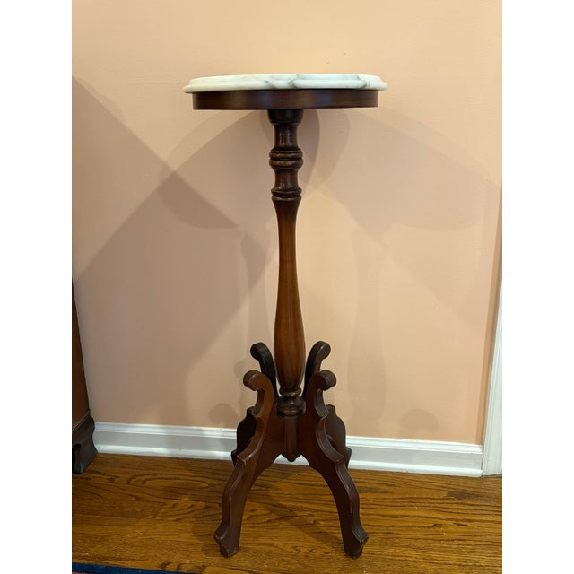 Wood Late 19th Century Victorian Marble Top Plant Stand For Sale - Image 7 of 9