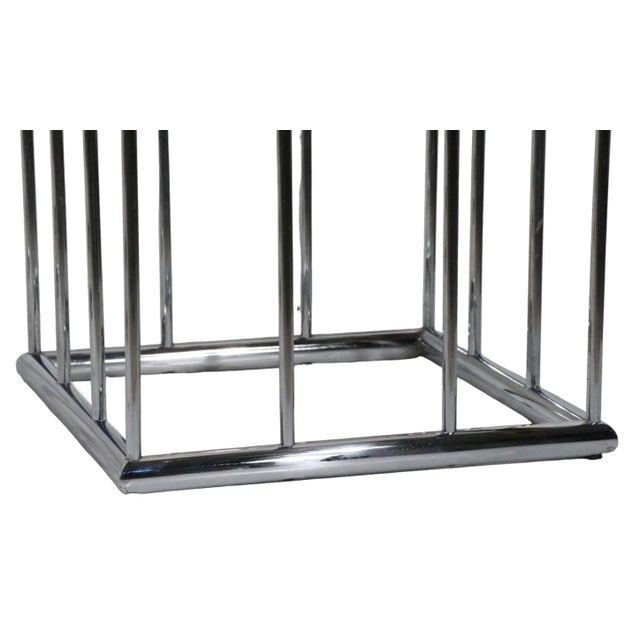 Pr. Chrome Oak and Glass End Tables After Baughman Circa 1970's For Sale - Image 9 of 12