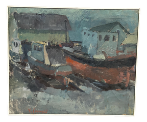 Ingemar Stragnell, Boats, 1960s, Oil on Canvas, Framed