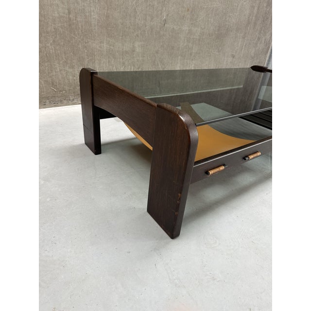 Mid-Century Modern Wenge Magazine Holder in Smoked Glass For Sale - Image 10 of 12
