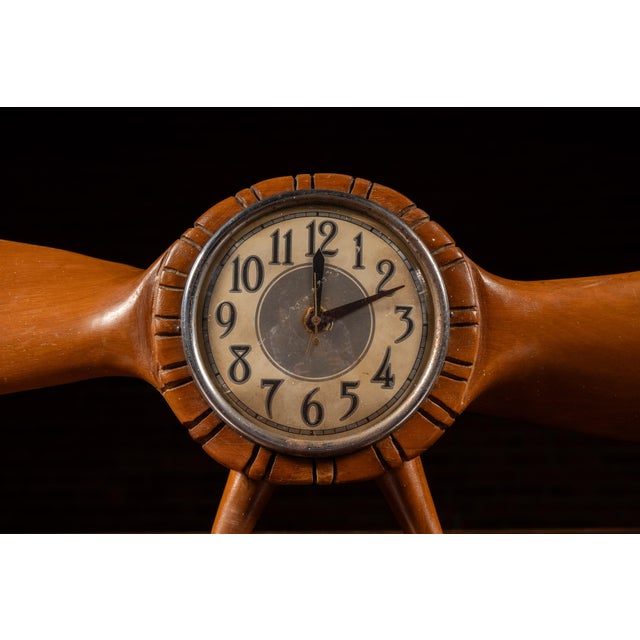 Vintage Figural Wooden Propellor Clock by Howard For Sale - Image 4 of 8